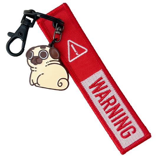 Beware of Idiot Puglie Key Tag