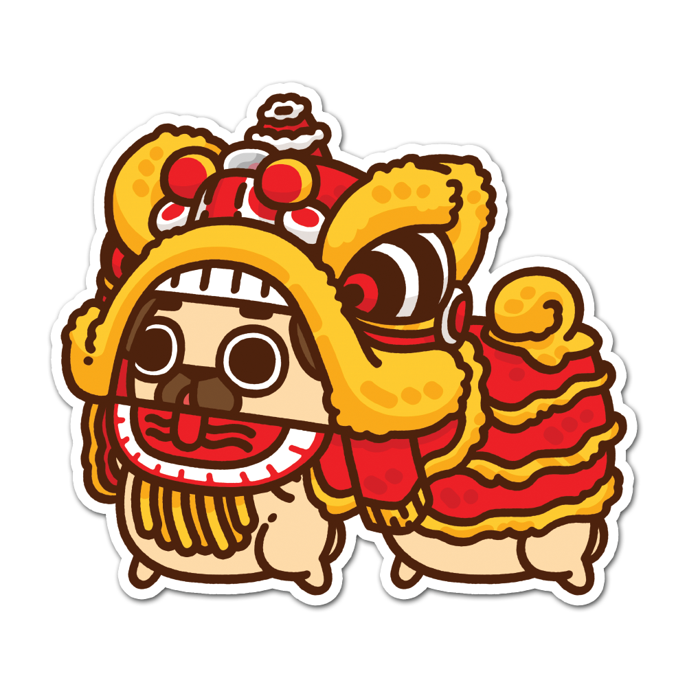 Lion Dancer Puglie Sticker