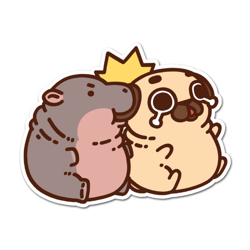 Moo Deng Chomp Puglie Sticker