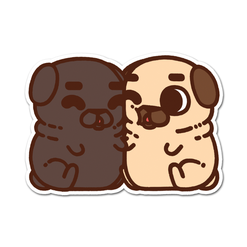 Snugglie Puglie and Ollie Sticker