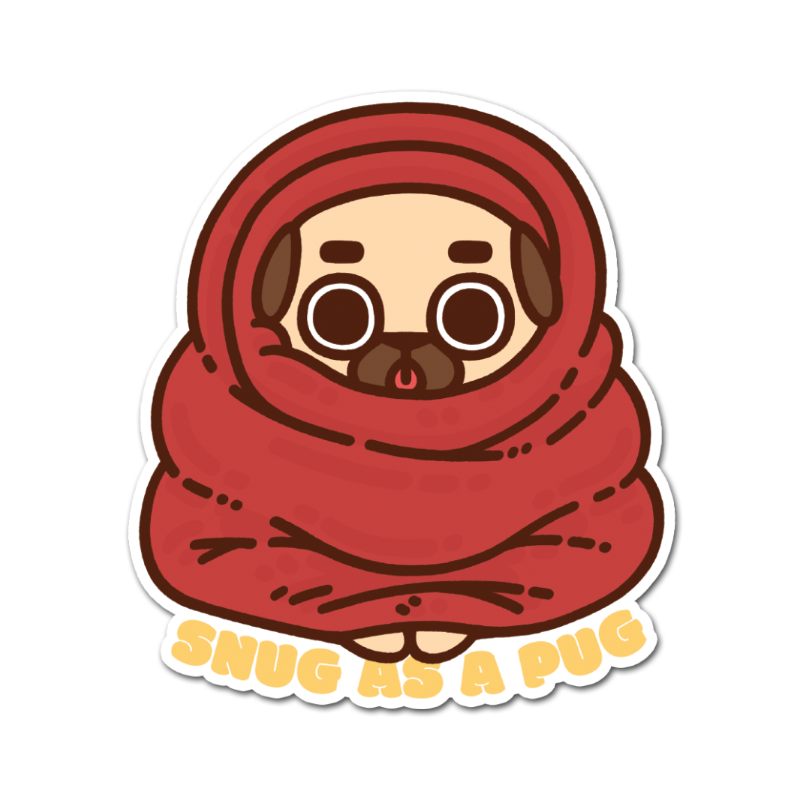 Snug as a Pug Puglie Sticker